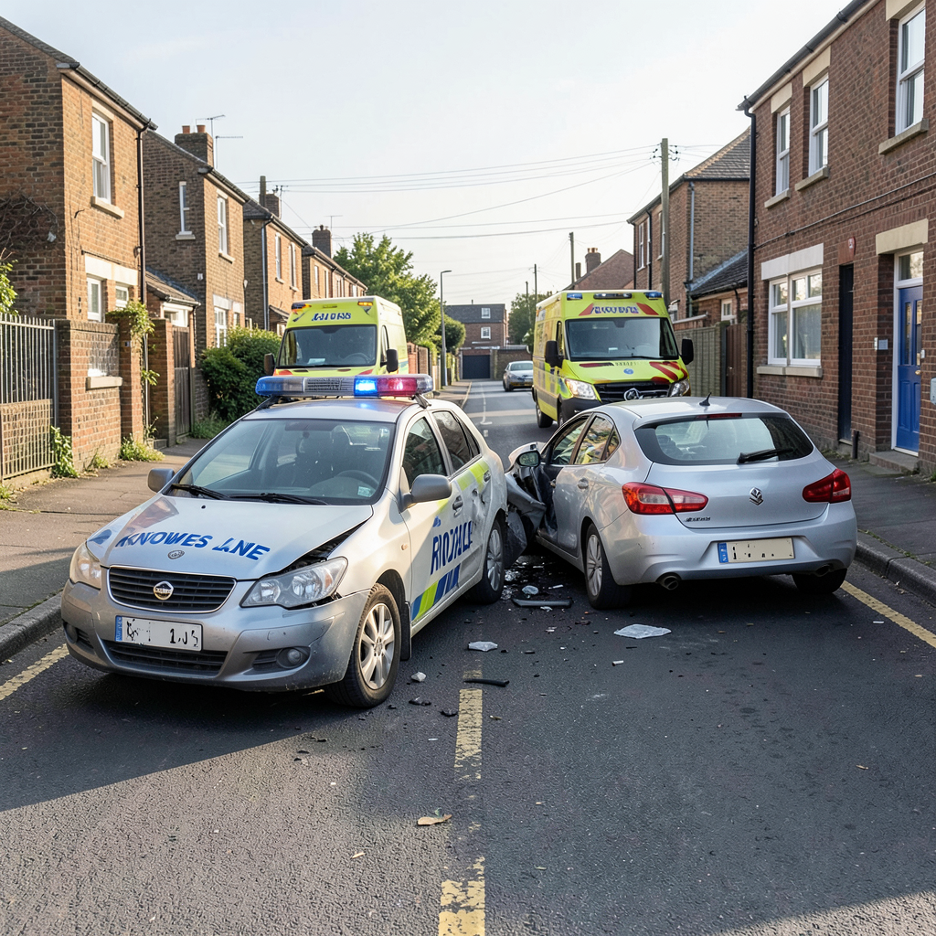 Police car collides with car on Knowles Lane near Bradford